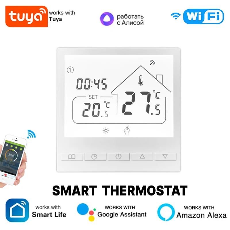 

Tuya Smart WiFi Water/Electric Floor Heating Thermostat Water Gas Boiler Temperature Control Voice For Alexa Google Yandex Alice