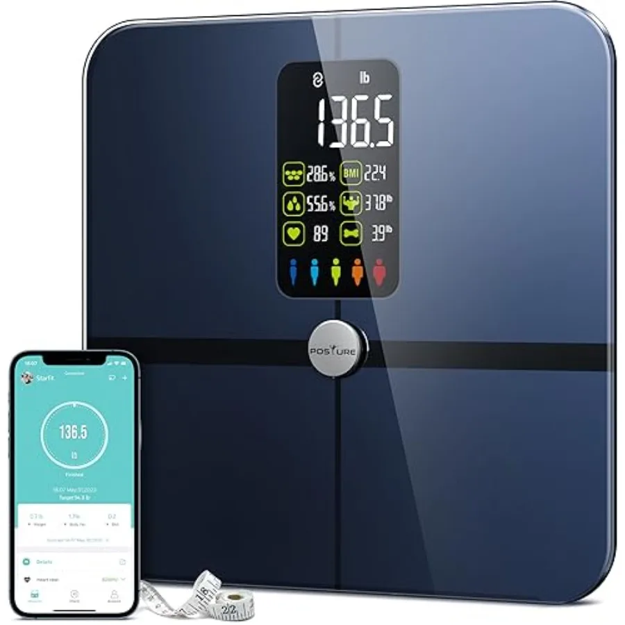 Body Fat Scale Extra Large Display Digital Bathroom Wireless Weight Scale Composition Analyzer with Heart Rate Heart Index Body