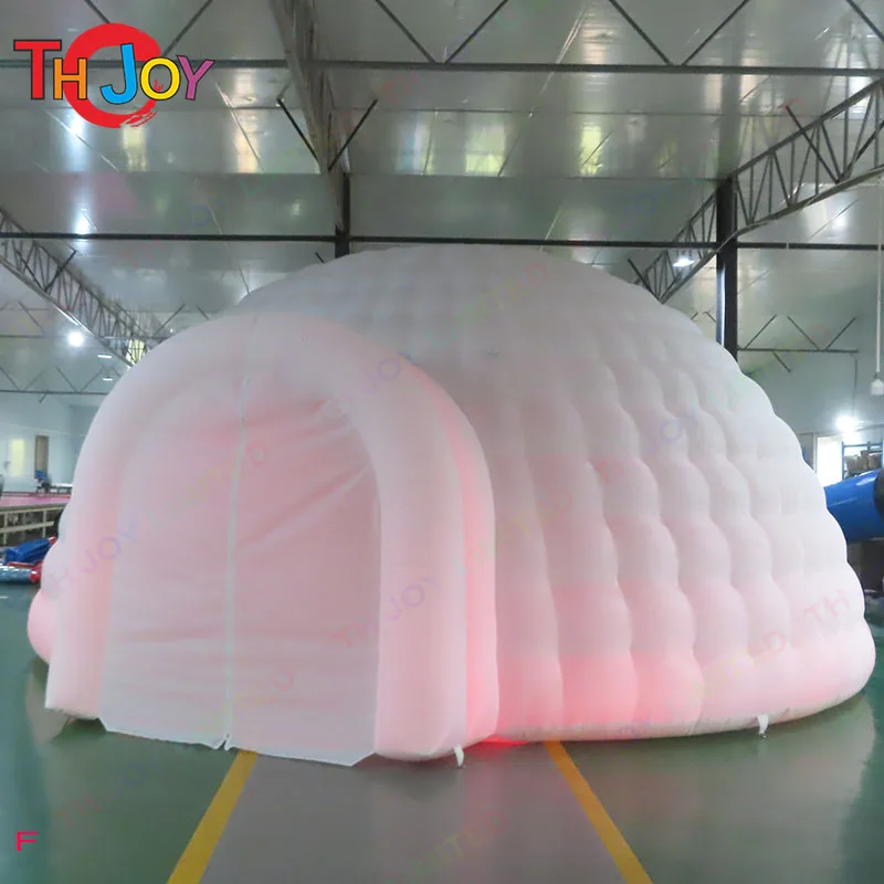 5m/6m/8m Inflatable Igloo Dome Tent with  LED Light  White One Doors Structure Workshop for Event Party Wedding Exhibition