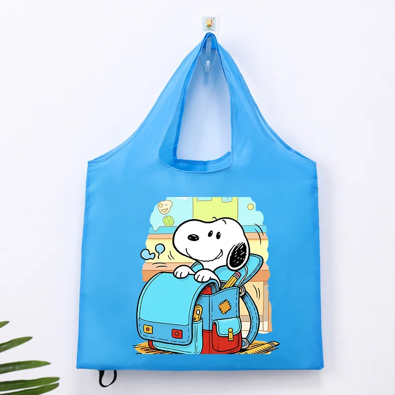 Snoopys Shopping Bags Supermarket Polyester Thickened Foldable Eco-friendly Tote Pocket Men Women Cute Cartoon Casual Sack Gift