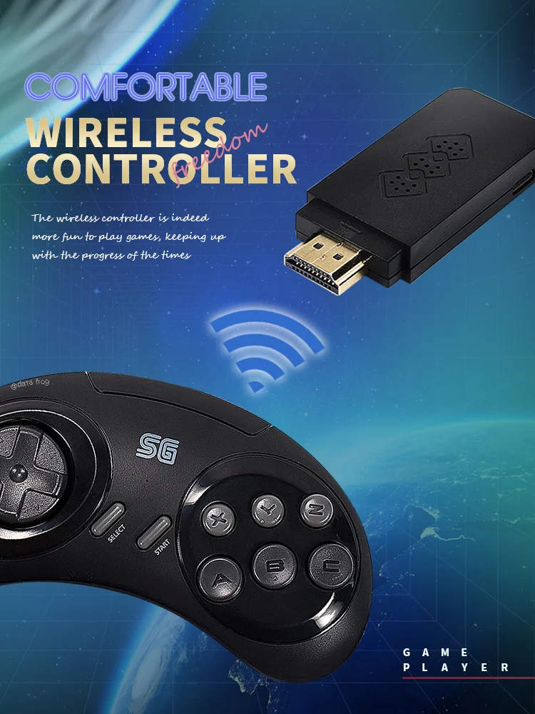 DATA FROG USB Wireless Handheld TV Video Game Console Build In 1900 Games 4k HDMI-Compatible Retro Game Console for SEGA/FC/GBA