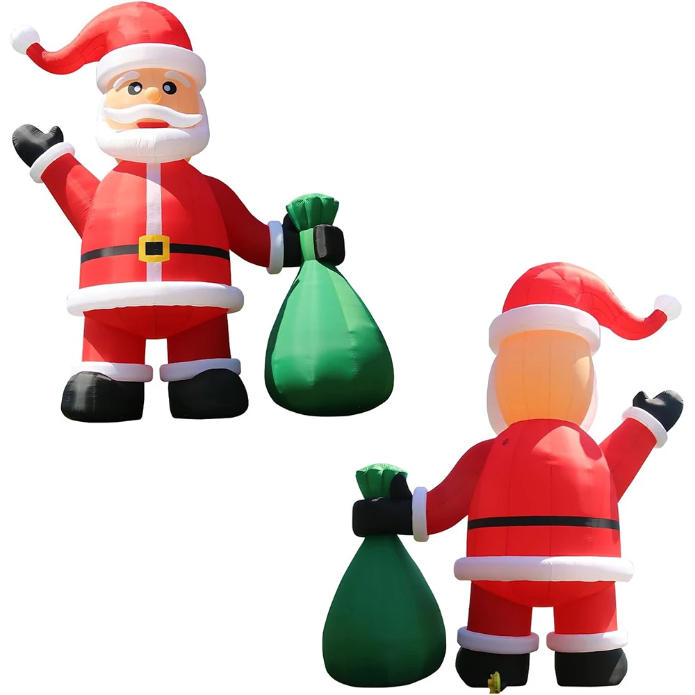 Giant Inflatable Santa Claus with Gift Bag, Outdoor Blow Up Christmas Inflatables Yard Decorations Outside Waterproof Xmas Decor