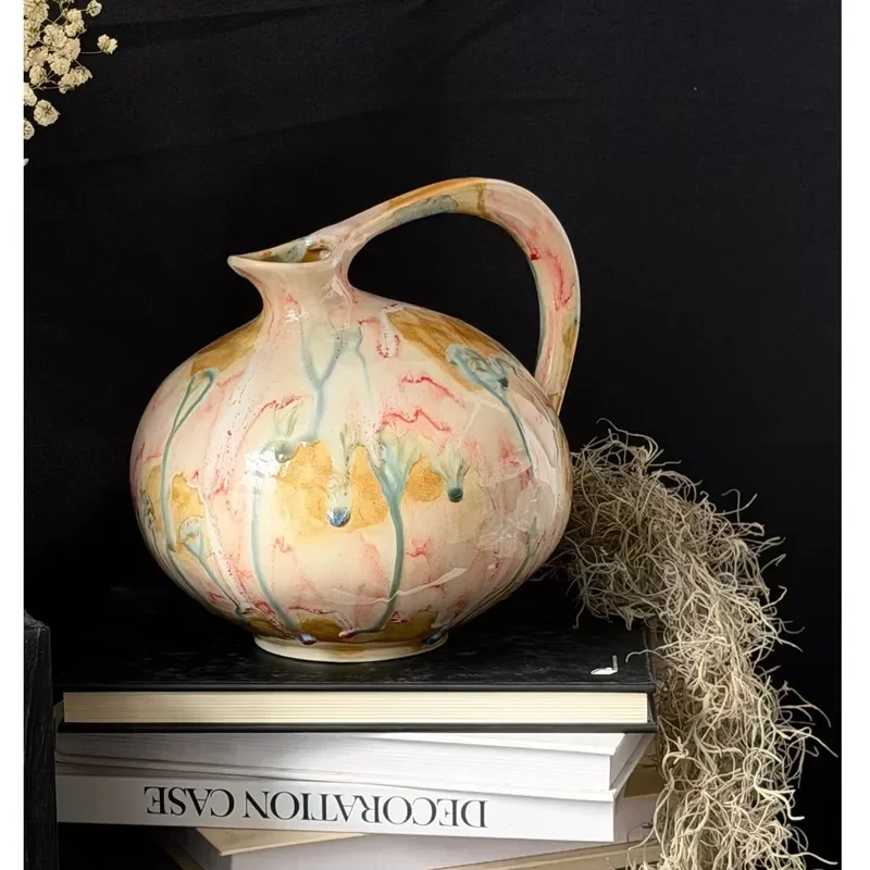 French Modern Retro Ceramic Vase Handmade Art Decor Spring Monet Garden Style Designer Home Ornament Unique Flower Holder