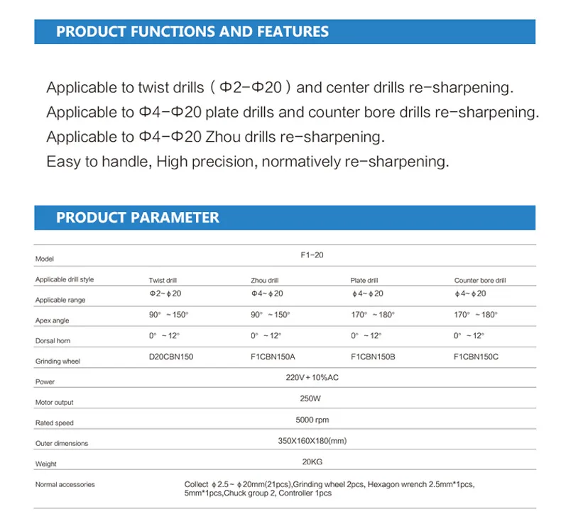 2025 2-20mm 5 in 1 Drill Bit Grinder Drill Sharpener Machine Drill Grinding Machine Automatic drill sharpener