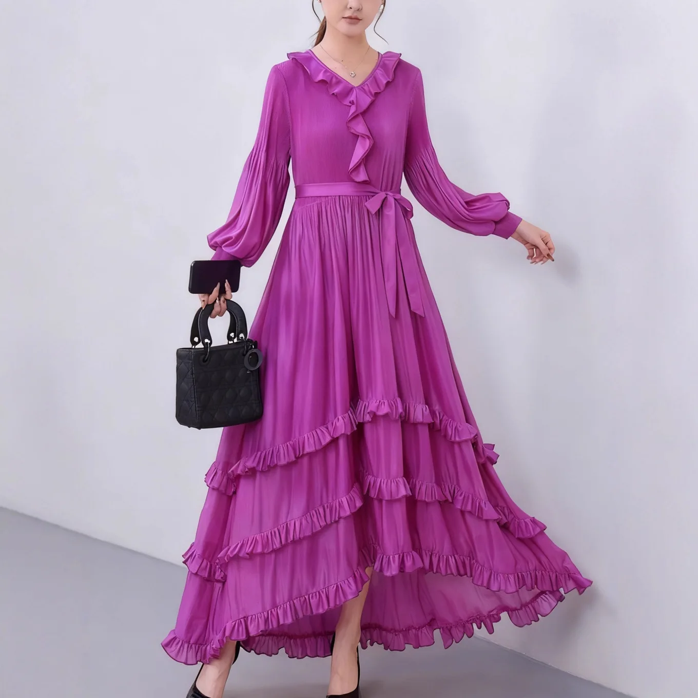 

plus Size Women's Long Sve Dr Luxury Swinging Skirt Dance Dr Casual Ele Polyester Fabric A-Line Dr for Ladies