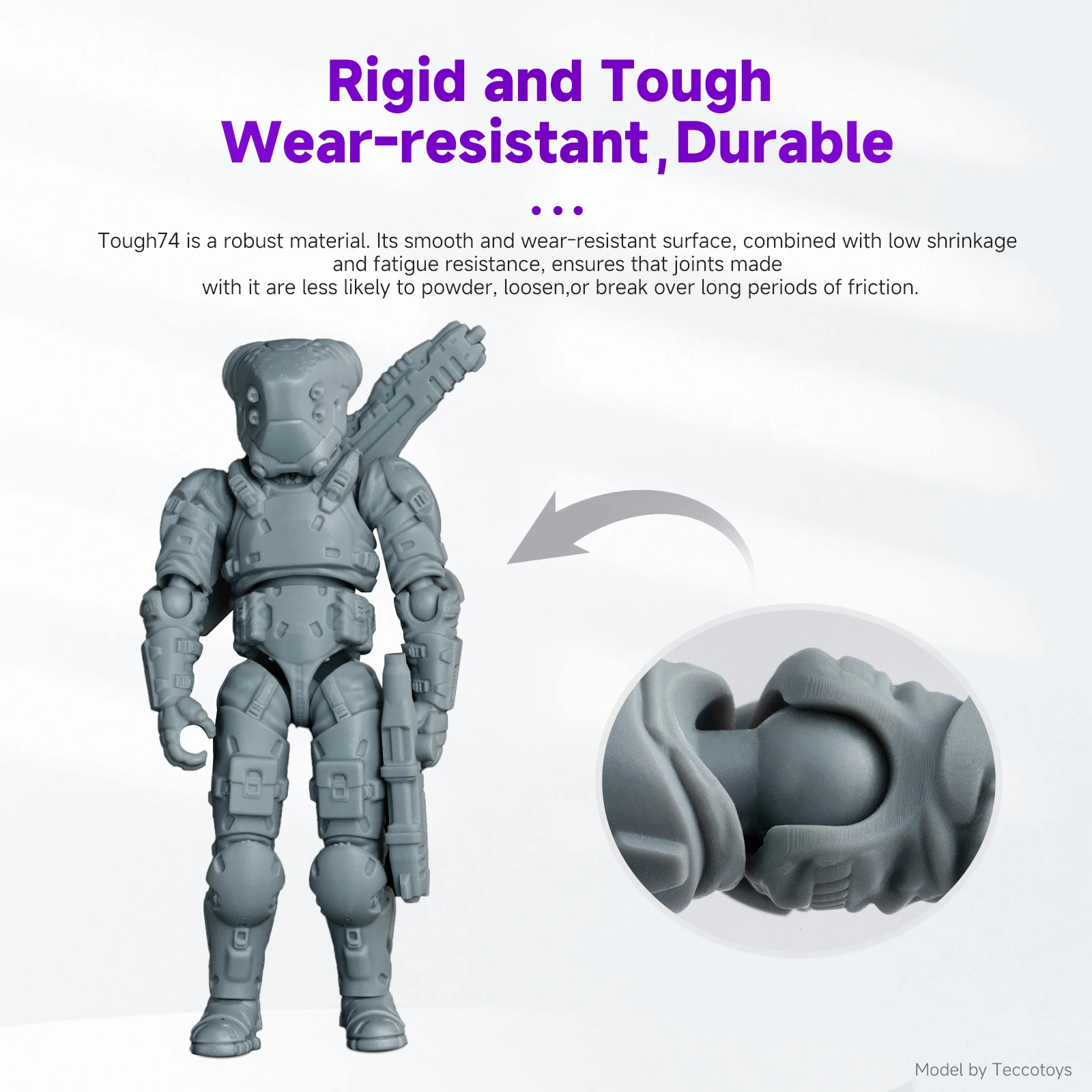 Resione Tough74 3D Printer Tough Resin Wear-resistant Photopolymer Resin Designed For Durable Action Figures