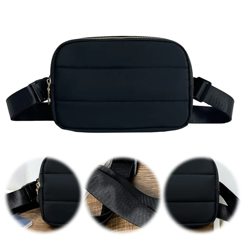 

Сумка через плечо для женщин и мужчин, стеганая пухлая сумка на плечо из нейлона с регулируемым ремешком, однотонная поясная сумка для тренировок, путешествий, пешего туризма