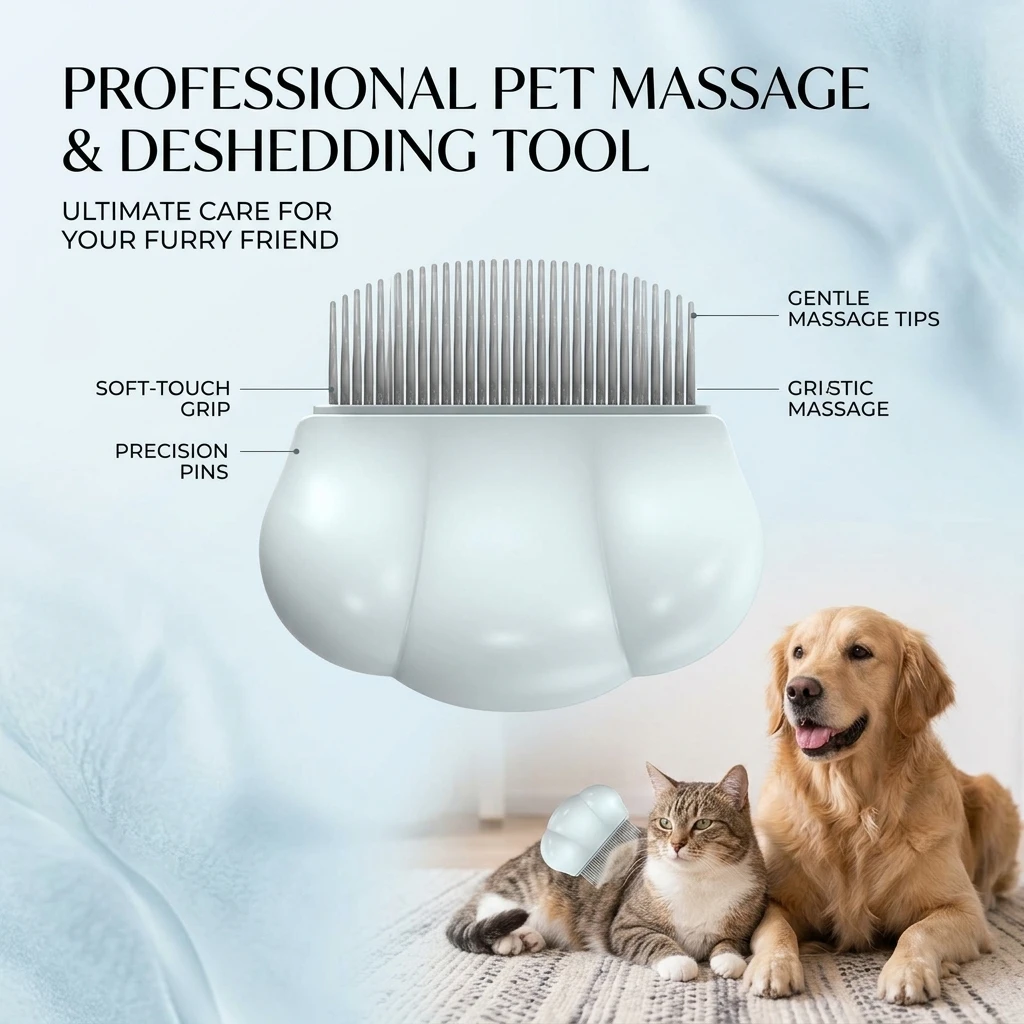 Pet Massage Hair Removal Comb Shell Cat Comb for Long Hair Hair Removal Knotting Prevention Beauty Tool for Cats