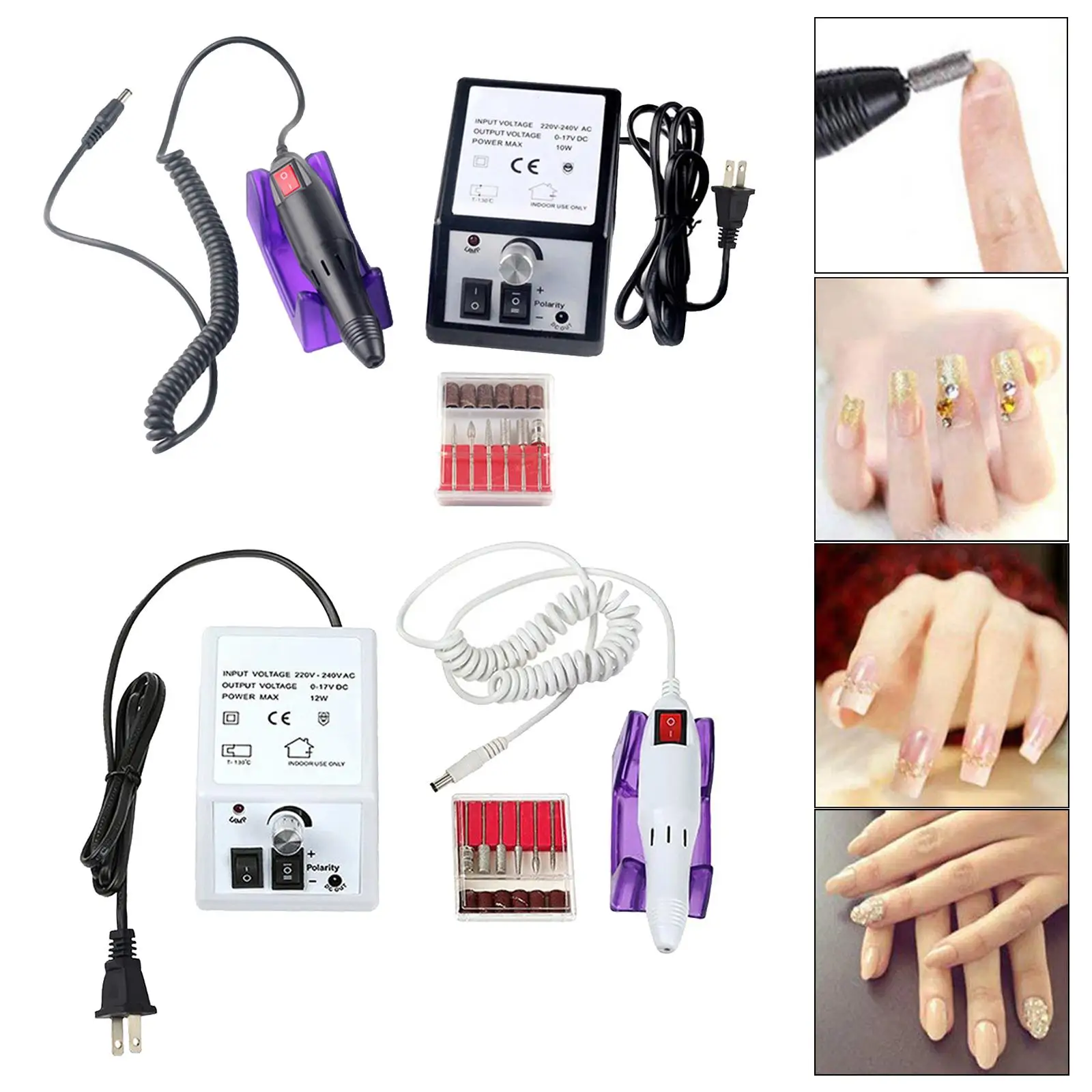 Broca elétrica para unhas pro, 20.000 rpm, ferramentas para moedor de manicure para unhas acrílicas com conjunto de brocas para unhas