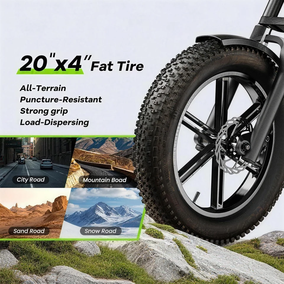 Cybervelo 1000W Adults Electric Dirt Bike 20 Inch Fat Tire All-Terrain E-Bike Max 30MPH 48V 20AH/30AH Large Removable Battery Off Road Ebike EK11 image 5