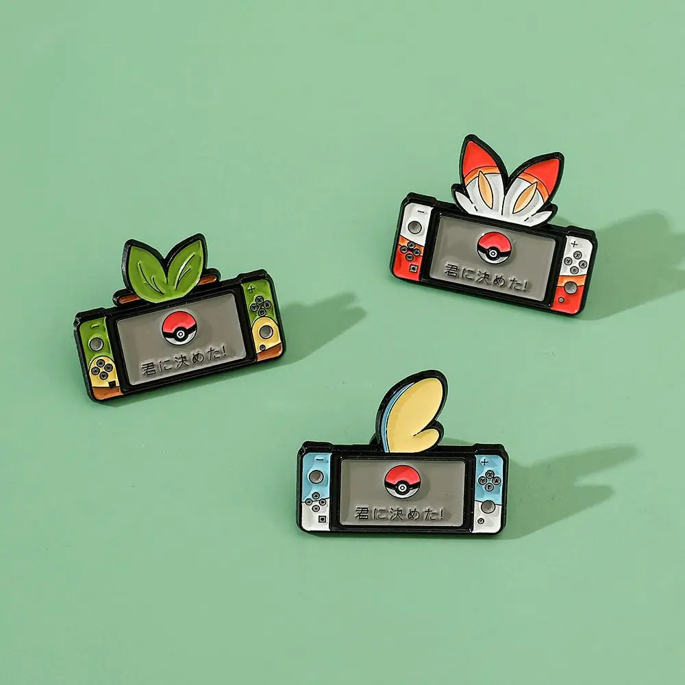 Pokémon Japanese Cartoon Game Console Shaped Metal Badge Poké Ball Brooch Trendy Clothing Accessory