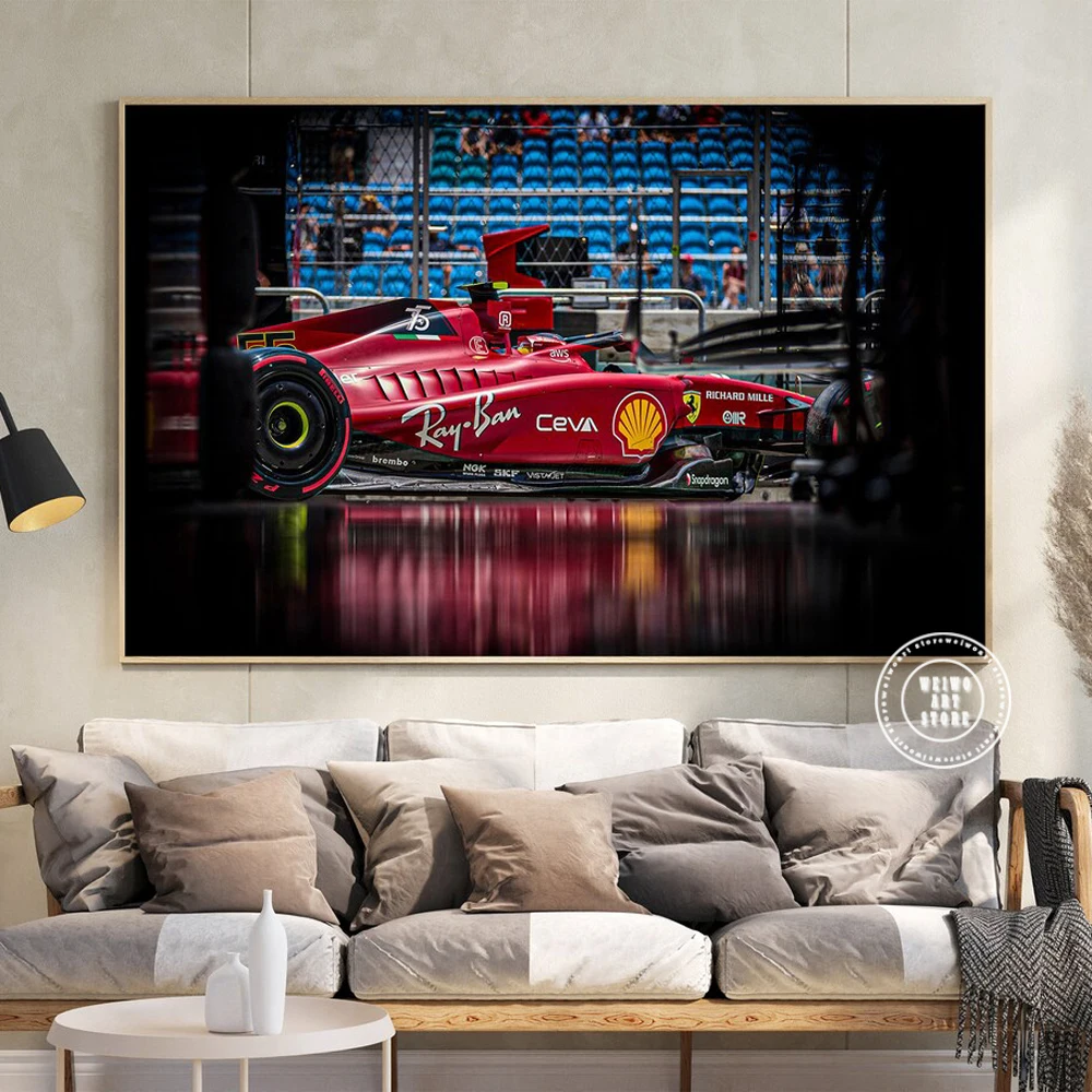 Carlos Sainz Formula 1 Poster F1 Ferrars Car Canvas Prints Digital Painting Motorsport Wall Art Picture for Living Room Decor