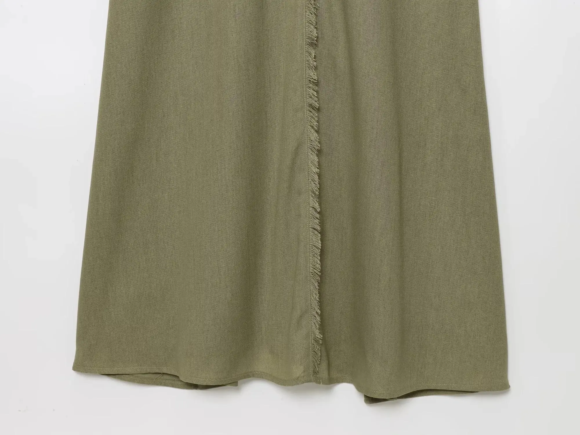 Summer Spaghetti Strap V-neck Midi Dress Women Army Green Backless A-line Dresses