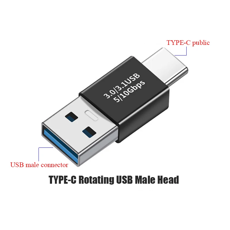 TYPE-C3.1 Rotating Female Adapter USB 3.0  OTG Adapter 3.0 Male Extended Charging Data Transfer Extension Phone Tablet Notebook