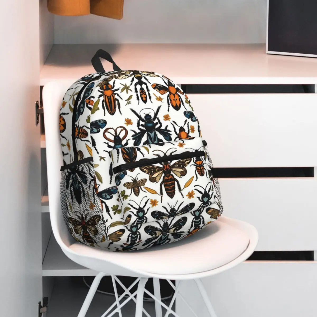Vintage Beetle And Bug Insect Pattern Backpack Daypack Large Capacity Kids BookBag School Bag Shoulder Bags for Men Women