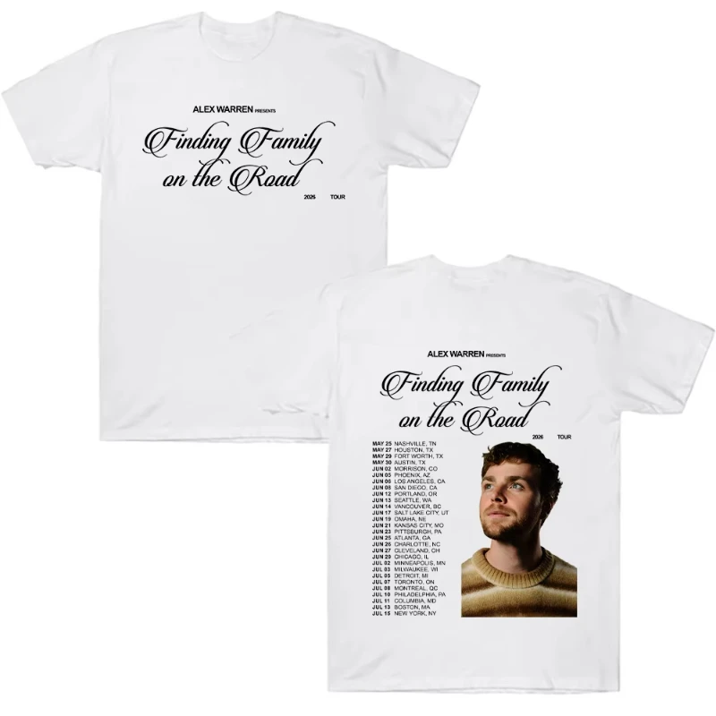 Alex Warren Finding Family on The Road 2026 Tour T Shirts Short Sleeve Cotton Tees Comfor Summer Women Men Clothing High Quality