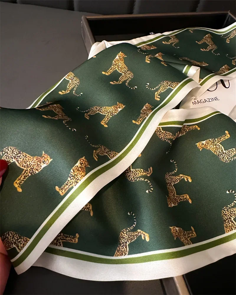 Kopftuch, Haar-Halstücher für Damen, Handtasche, Tasche, Schals für Handtaschen, seidig, lang, dünn, Satin, Kopftuch, modisch – Detail 7