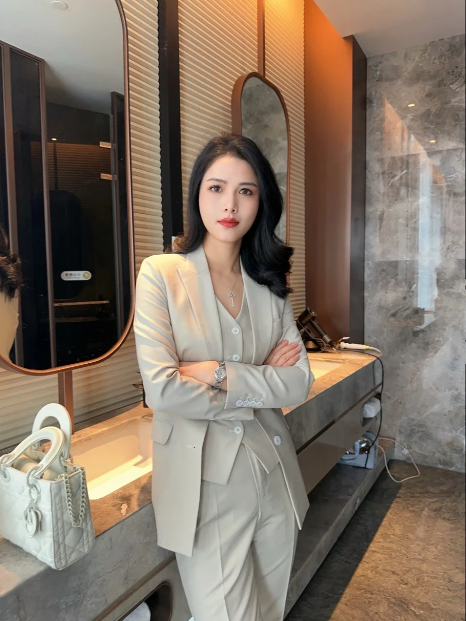 

Весенний новый ультратонкий костюм-двойка из мериносовой шерсти: модный женский комплект оригинального дизайна с длинным рукавом, однотонный