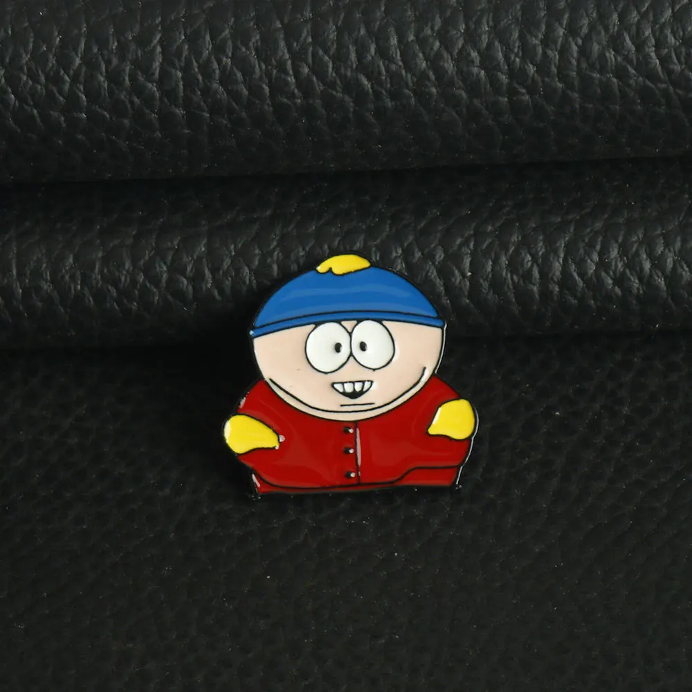 Cartoon Park TV Cartman Figure Badges Lapel Pins for Backpacks Metal Enamel Cute Badge Clothes Jewelry Clothing Accessories