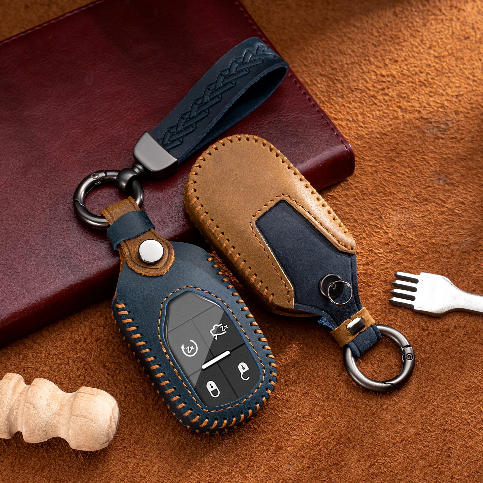 

Leather Car Key Case Cover Fob For Maserati Ghibli President Grecale Levante GranTurismo Quattroporte GT GranCabrio MC2 Keychain