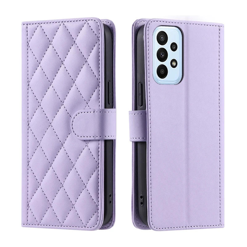 2024 Embossed Checkered  Hand-strap Phone Bag for Samsung A14 A24 A34 A54 A13 A23 A33 A53 A73 A12 A32 A52 A51Card Slots Wallet C