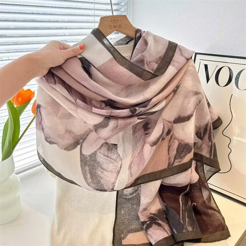 Autumn And Winter Warm Silk Wool Big Scarf For Women's High End Double Sided Double Color Silk Wool Scarf Fashion Shawl