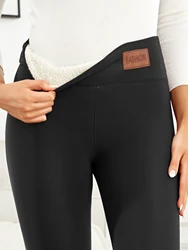 Classic Leather label Winter Autumn  Leggings Women High Waist Skinny Stretch Casual Velvet  Leggings Women Thick Outdoors