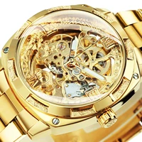Reloj Forsining para Hombre, Cuadrado, Dorado, Esqueleto, Automático, Movimiento Grabado, Manecillas Luminosas, Relojes Mecánicos de Lujo, Acero Inoxidable