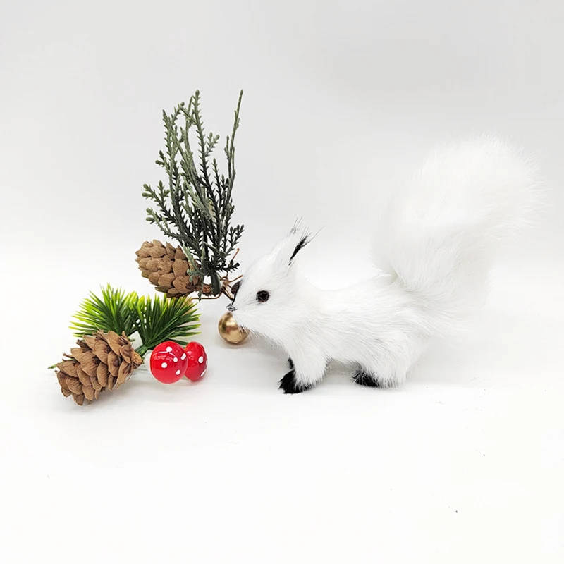 Mini Simulation Squirrel Animal Figurines Miniatures Artificial Fake Squirrel Christmas Table Decorations Children Birthday Gift