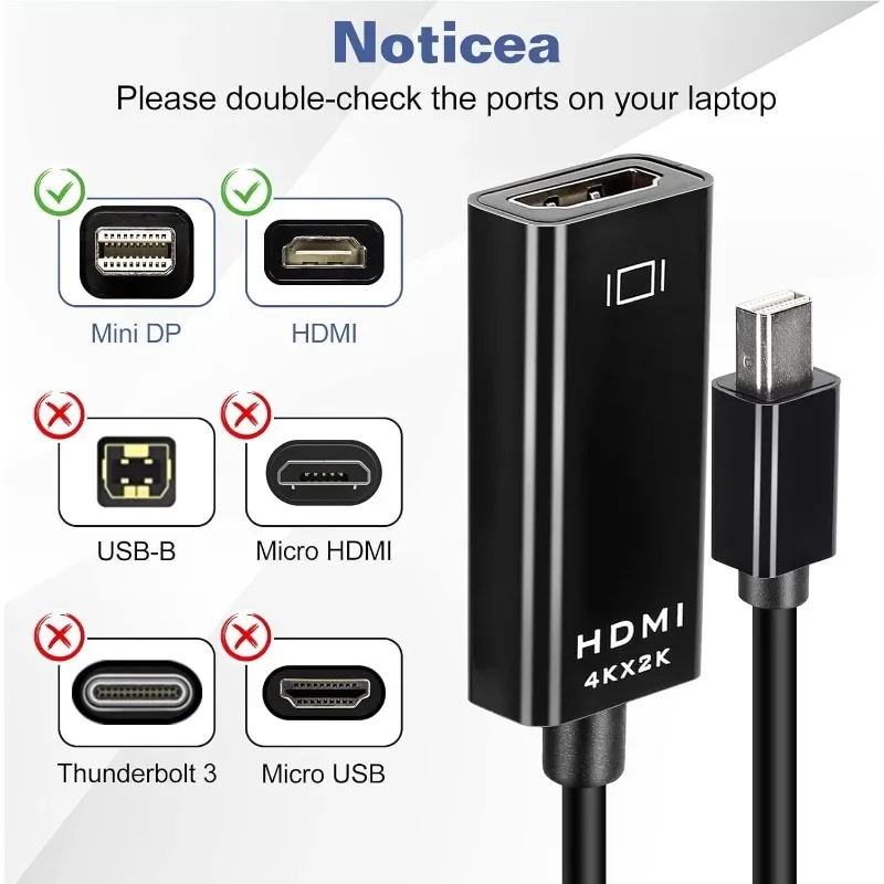 Thunderbolt Mini DP naar HDMI-compatibele converteradapter Man-vrouw 4K Mini DisplayPort naar HDMI-kabel voor Mac Macbook PC TV