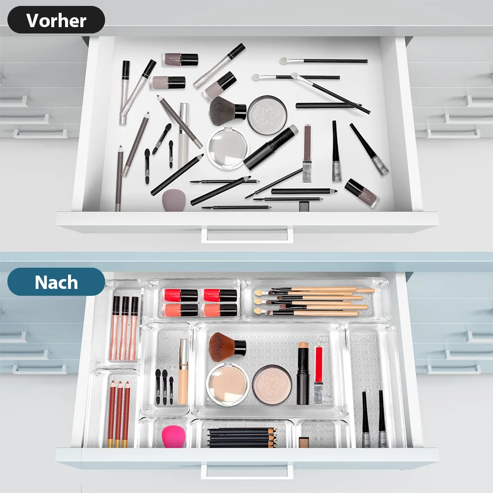 25 stücke Klar Box Lagerung Organizer Schreibtisch Kunststoff Lagerung Box Container Schublade Organizer Tisch Schmuck Box Make-Up Organizer Boxen – Detail 13