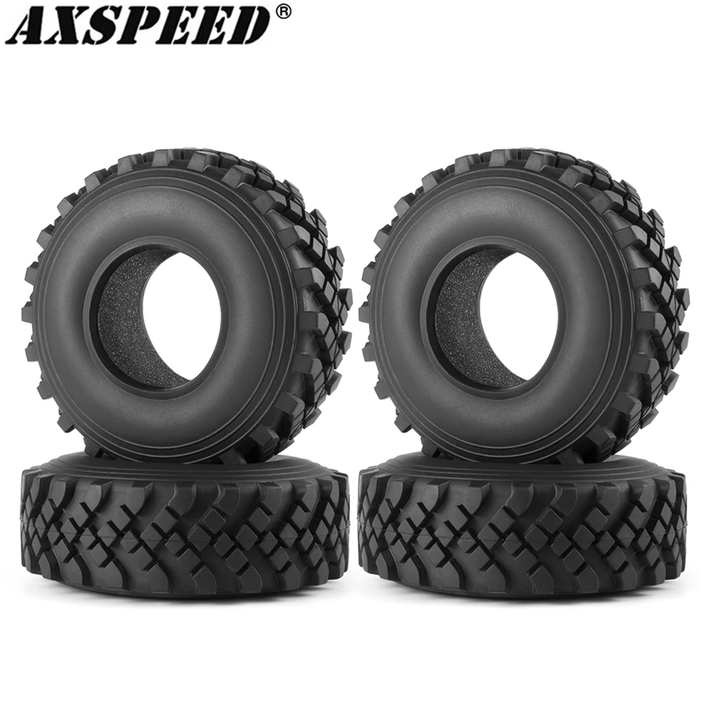 AXSPEED 2.2inch Rubber Tyres Rock Terrain Truck Tires Foam Insert for 1/10 Axial Wraith SCX10 Capra RBX10 TRX6 D90 D110 Parts