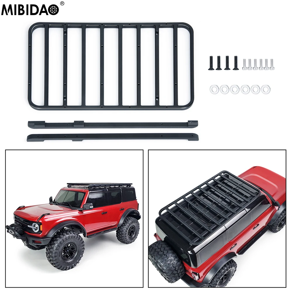 MIBIDAO RC Car Metal Roof Rack Luggage Carrier For 1/10 TRX-4 TRX4 Bronco Car Shell Body Decoration Parts