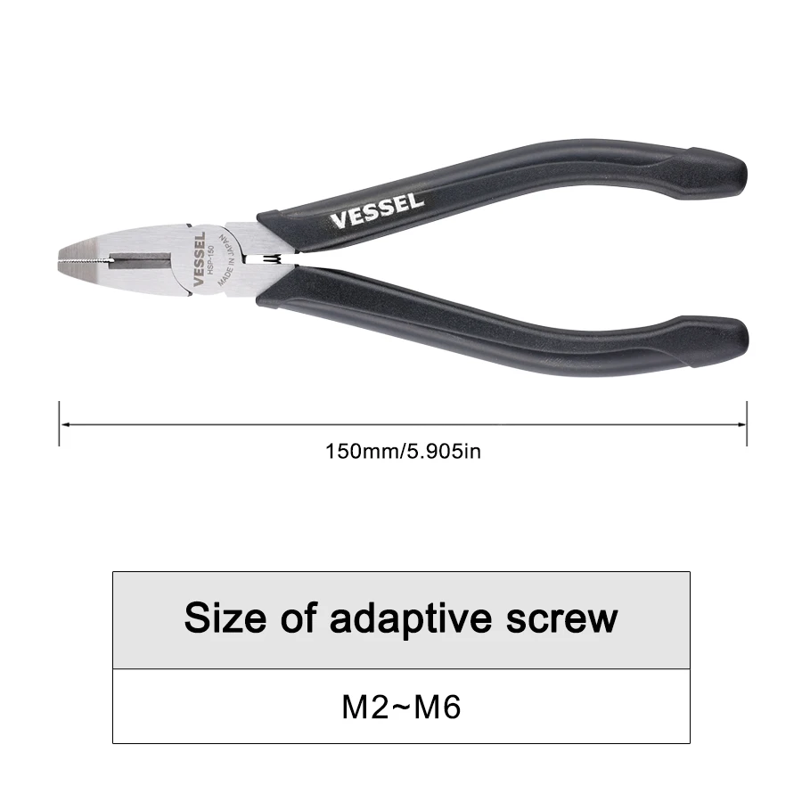 VESSEL Multifunctional Wire Cutting Plier for Electrician Tools Screw pliers 150mm HSP-150