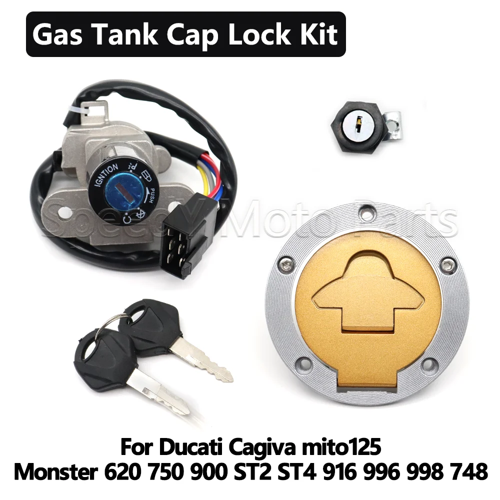 Juego de Cerraduras para Ducati Cagiva Mito125, Monster 620, 750, 900, ST2, ST4, 916, 996, 998, 748: Interruptor de Encendido, Tapa del Tanque de Combustible, Cerradura del Asiento
