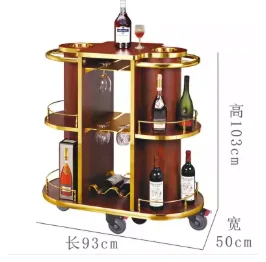

Solid Wood Large Villa Beverage Cart Trolley Hotel Wine Delivery Cart Luxury High-End Imported Wine Food Cart