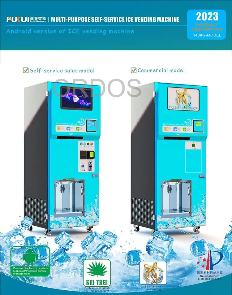 Chine Factory Direct 140kg self service crushed stand alone ice vending machine for business