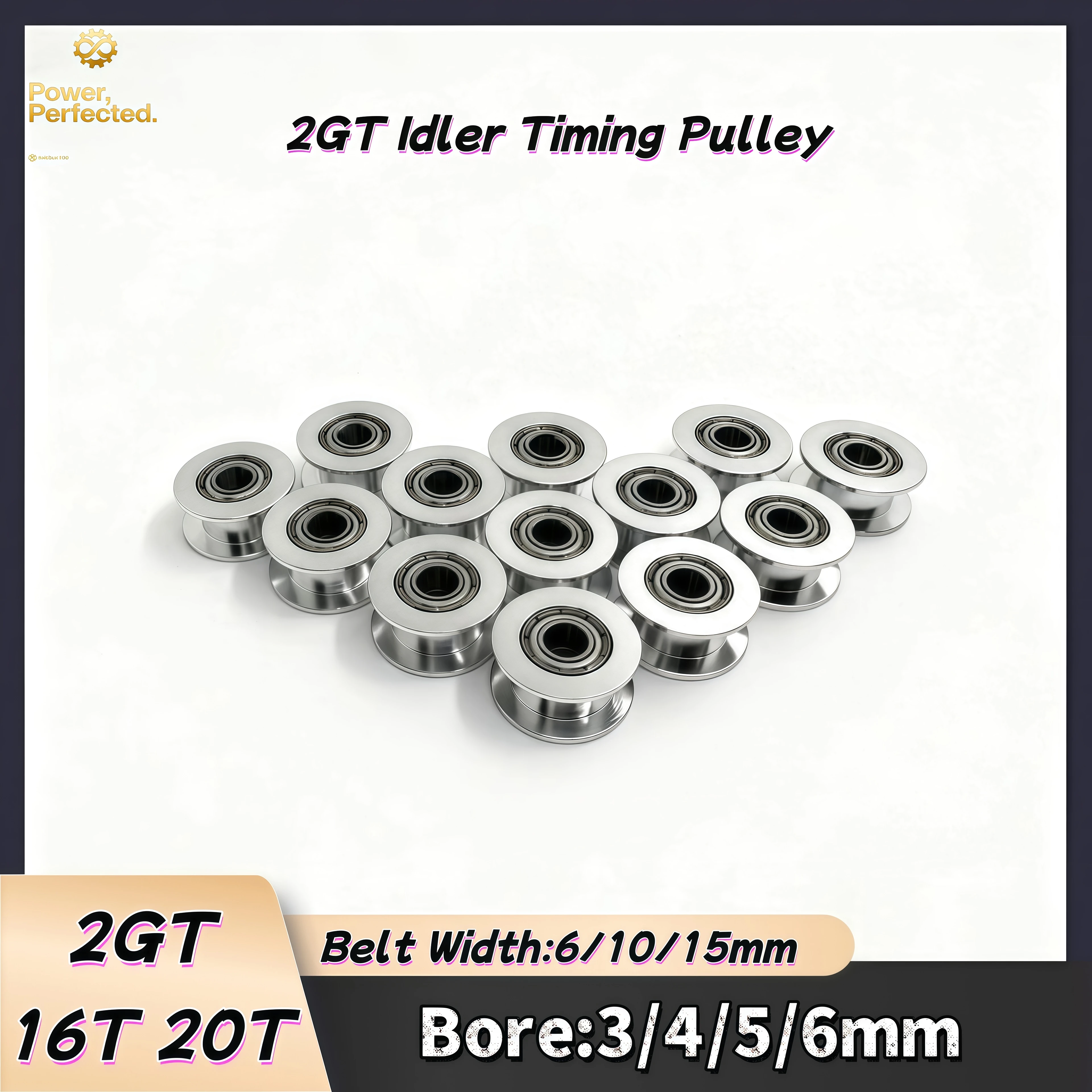 16T 20T 2GT Idler Timing Pulley Bore3/4/5/6mm GT2 Synchronous Pulley Width 6/10/15mm  3D Printer CNC Parts Idler Type Pitch 2mm