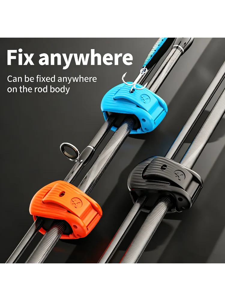 Easy-to-Use Lure Rod Clamp, Built-in Hook Hole for Safe Storage, Universal Fit for Most Fishing Rods, Adjustable 2-Gear Rod Fast
