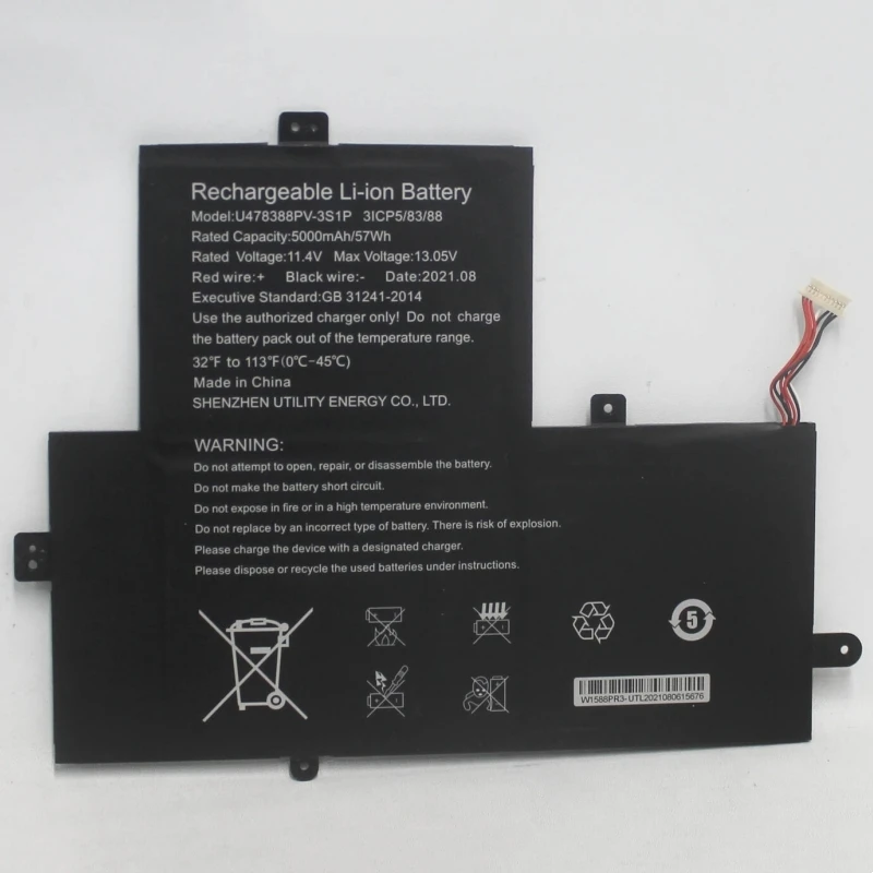 

U478388PV-3S1P Laptop Battery 11.4V 5000mAh 57Wh For Gateway Gwtn156-12Bl GWTN156-12BK GWTN156-12BL GWTN156-12RD GWTN156-12GR