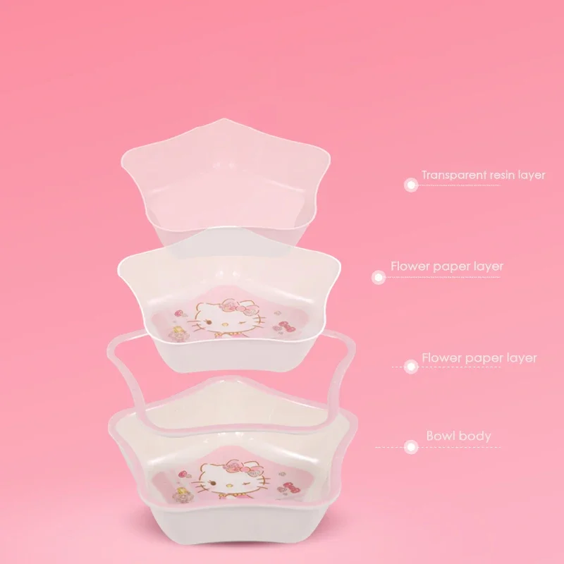 Hello Kitty Pink Children Tableware Cute Cartoon Divided Plate BPA Free Kids Water Cup Anti-Fall Rice Bowl Spoons Baby Food Gift view 5