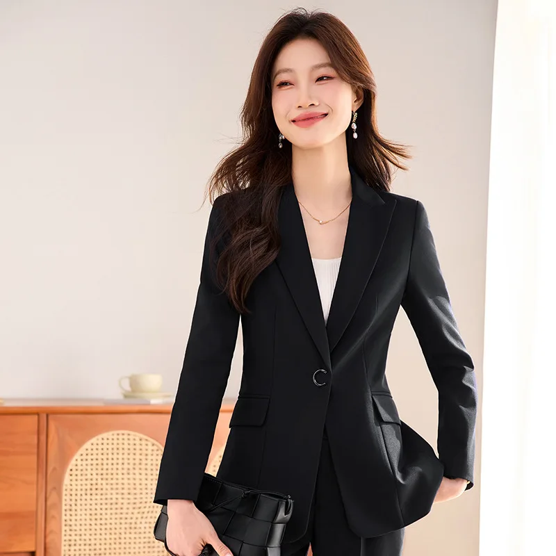 Women's Suit Jacket Autumn Winter Elegant Goddess Style Workwear Professional Formal Wear High-end Quilted Gray Suit Set