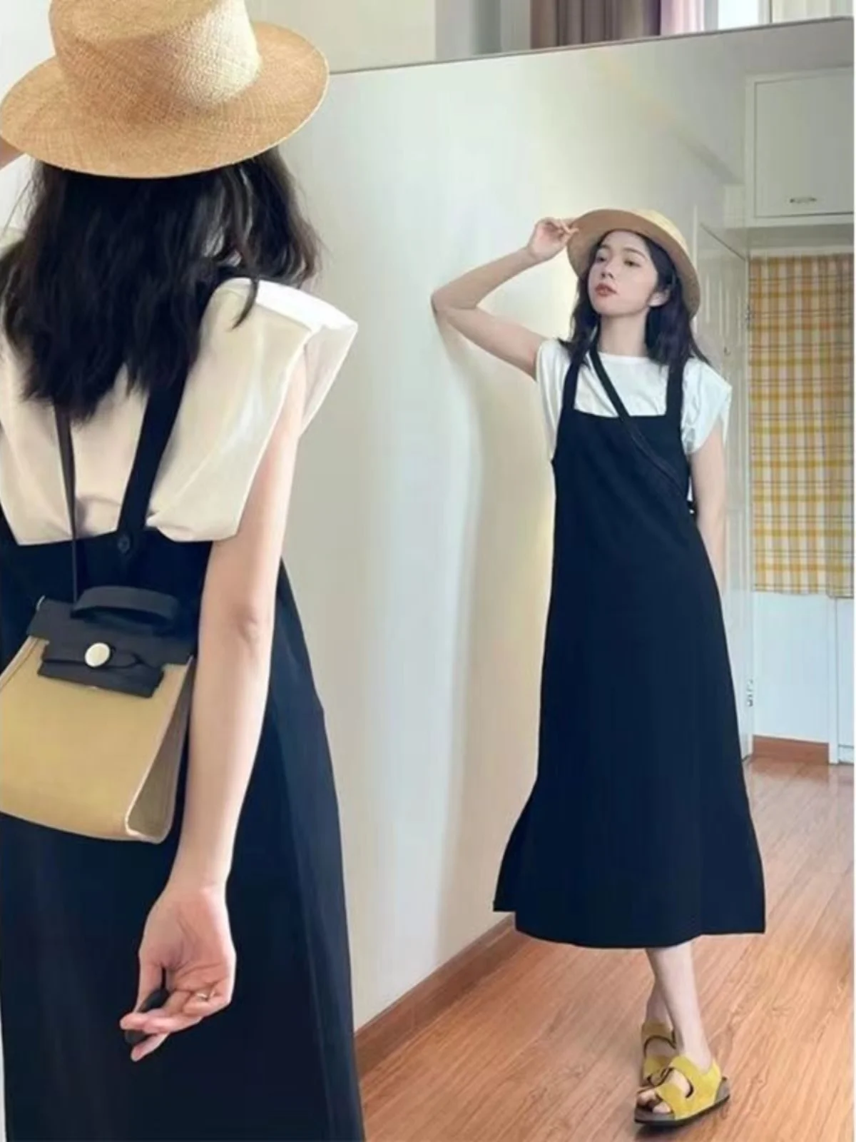 plus Size 300 Pou Casual Svel T-irt Women's Set with Overalls Summer Strap Dr Two-Piece Set Polyester Fiber