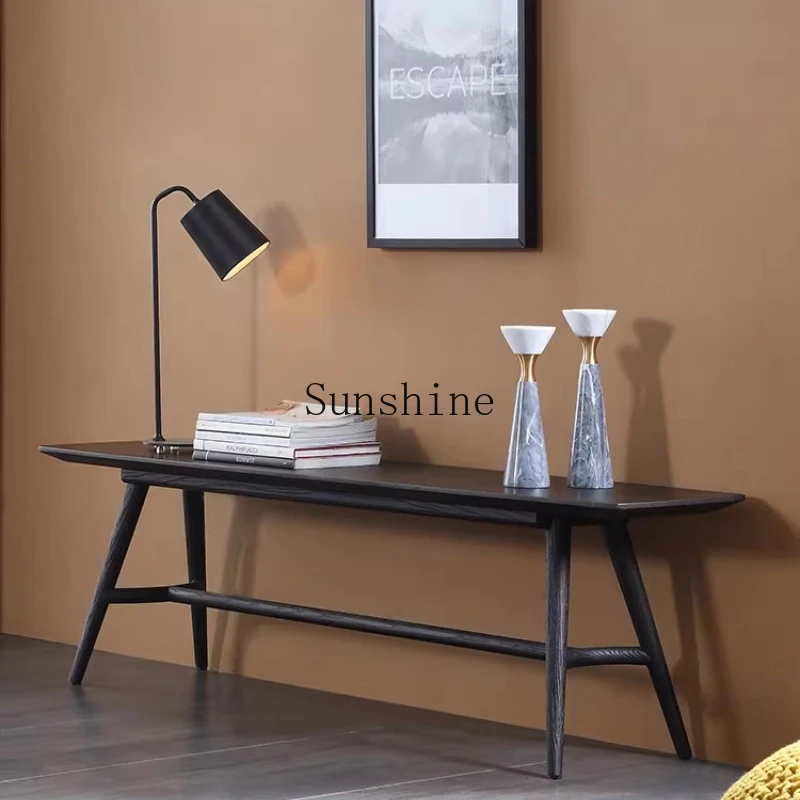 

Italian modern living room rack long side table, minimalist, solid wood porch