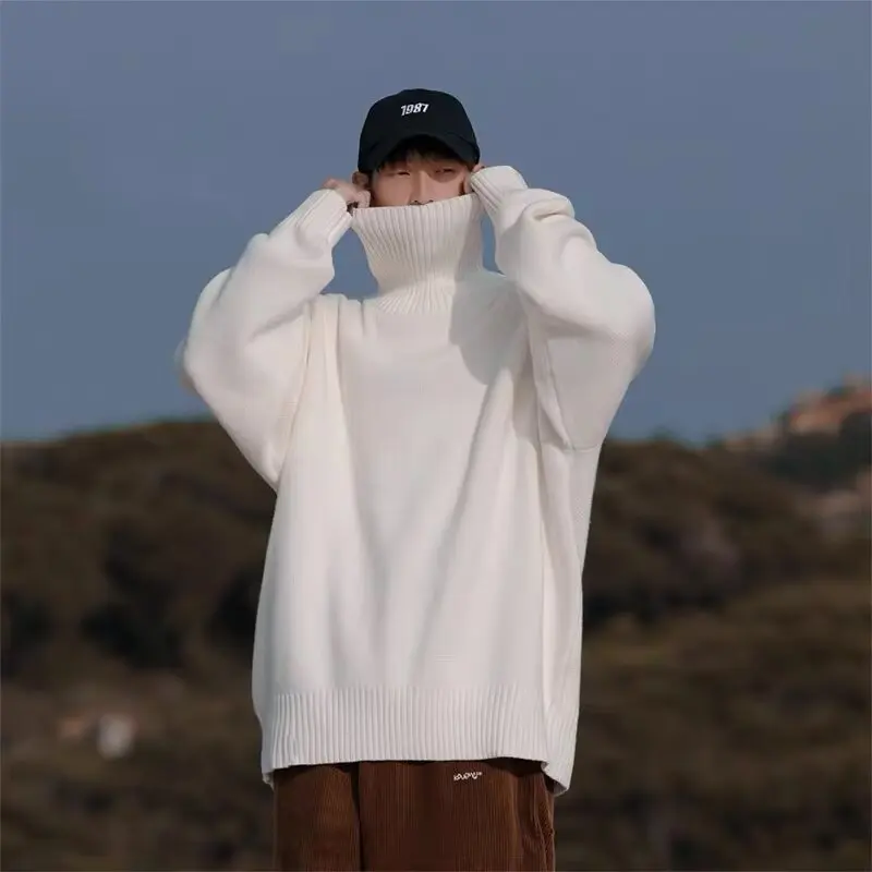 

Men's Thiened Loose High Collar Knitwear Sweater Autumn Winter plus Size Inner Wear Comfortable Casual Sle Polyester Fiber