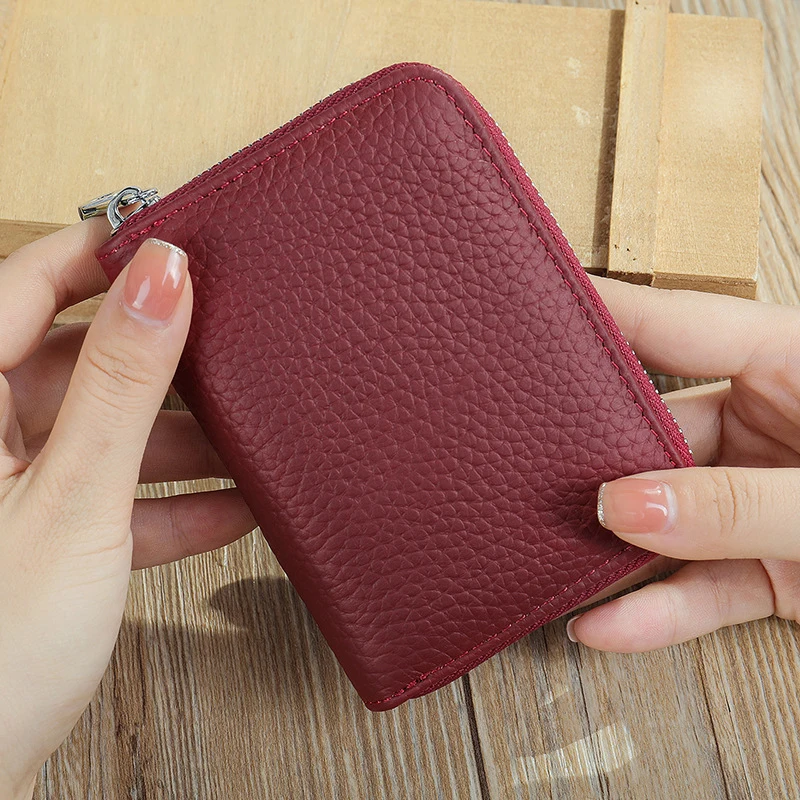 

12 Card Slot Leather Short Wallet Real Cowskin Coin Purse Of Men Women Card Holder Small Coin Wallet Slim Men Wallets Laides