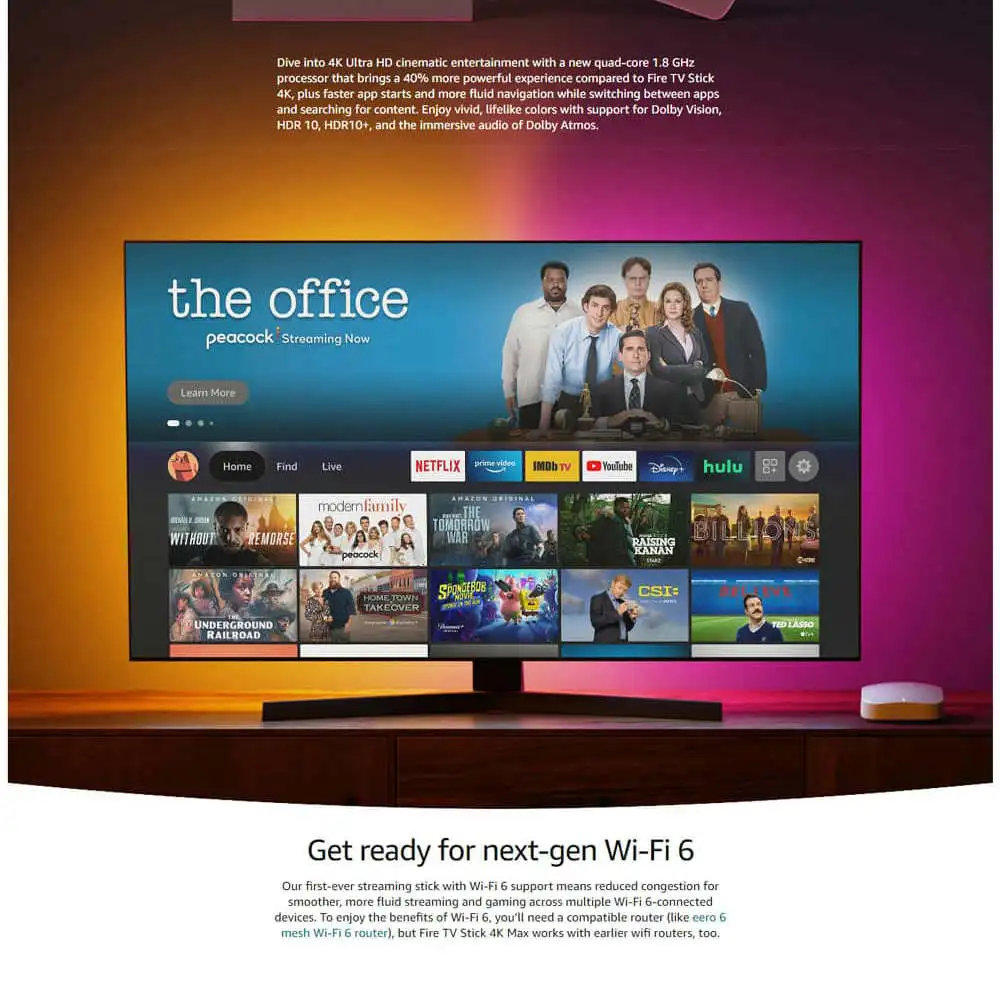 Fire TV Stick 4K Max com Alexa Voice Control 4K Streaming Qualidade TV Free Live TV Stick