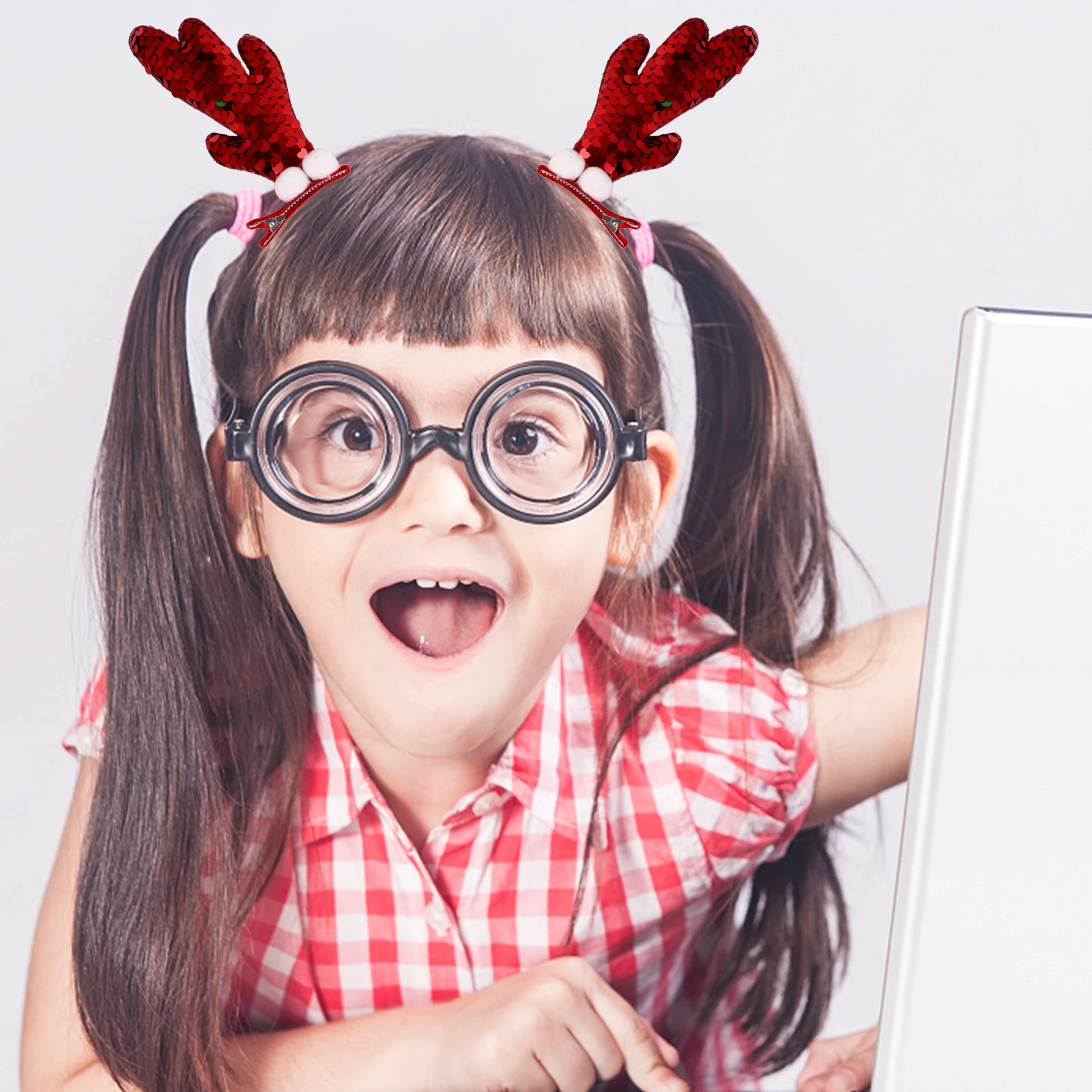 

8 Pcs Hair Clip Antler Accessories for Adorable Hairpin Glitter Reindeer Sequins Clips