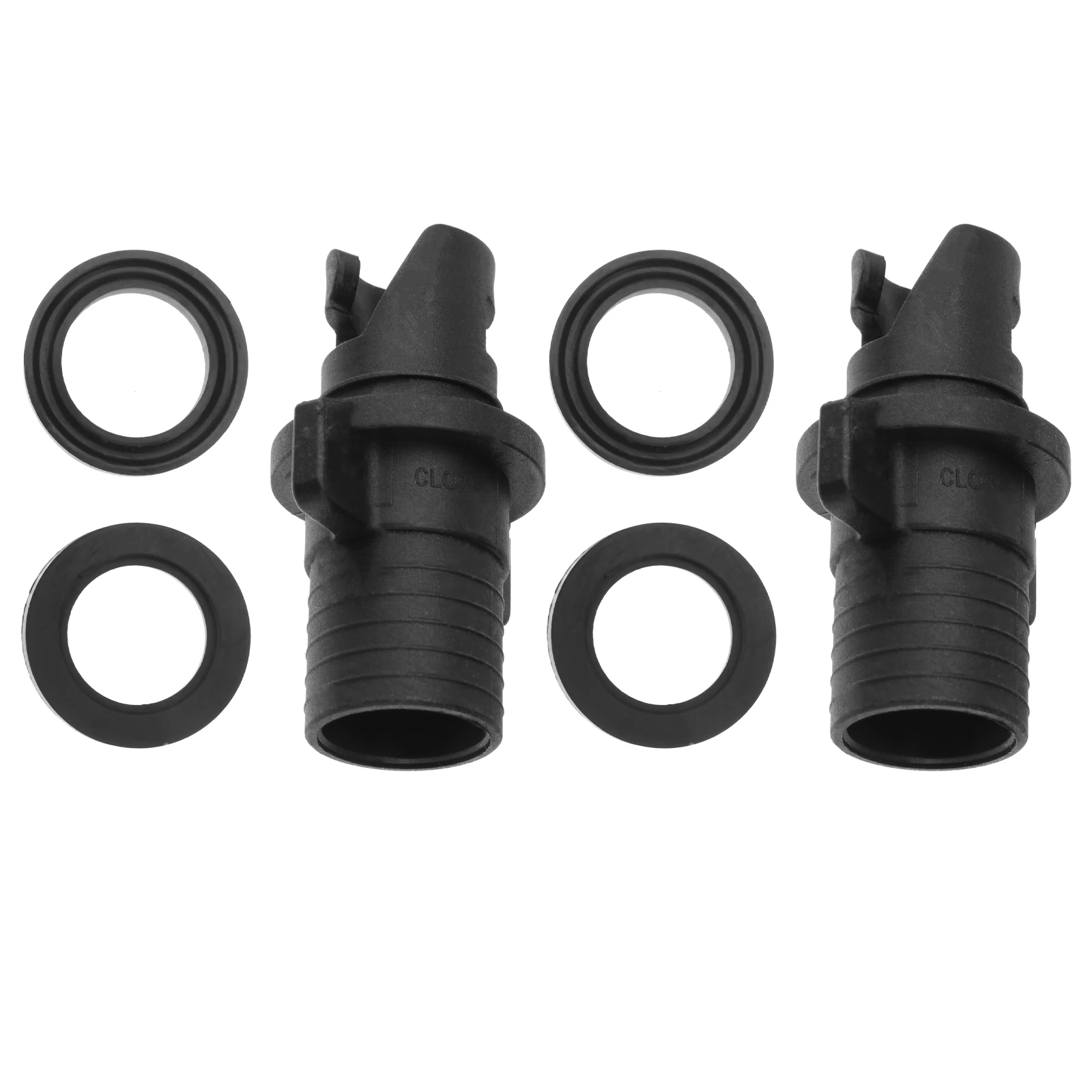 

2pcs Air Valve Connector Inflatable Boat Kayak Pump Adapter Black Durable PVC Leakproof Portable Sealing AntiLeakage WaterSports