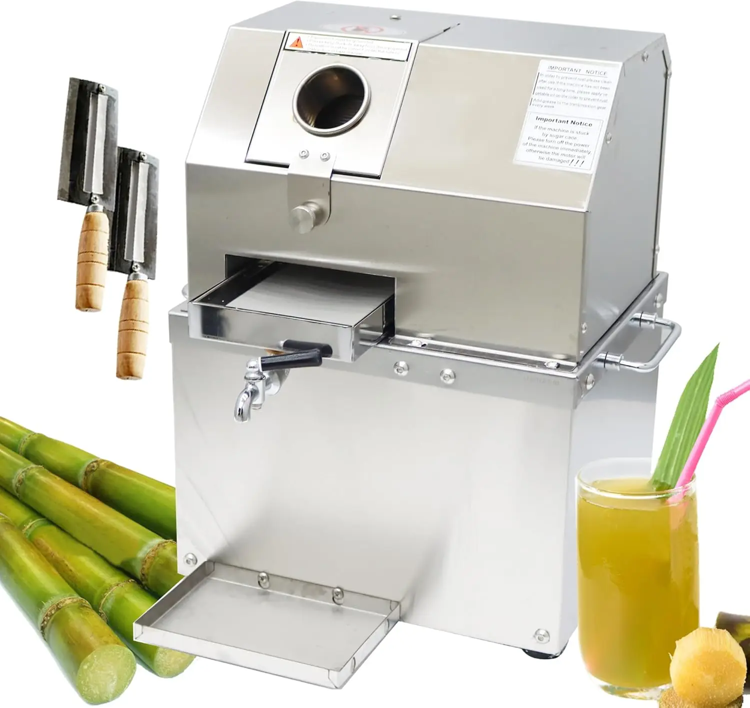 

110V Commercial Desktop Sugar Cane Juicer Extractor, Electric Sugarcane Press Juicer with Top Opening Function